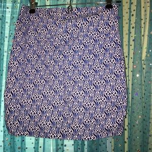 Blue and white body con skirt